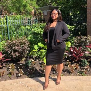 Slinky black midi dress